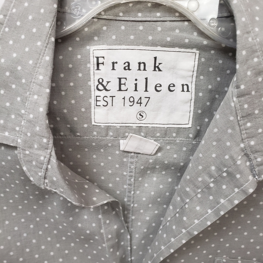 Frank & Eileen Barry S Gray Polka Dot Cotton Tailored Button Shirt Blouse Womens
